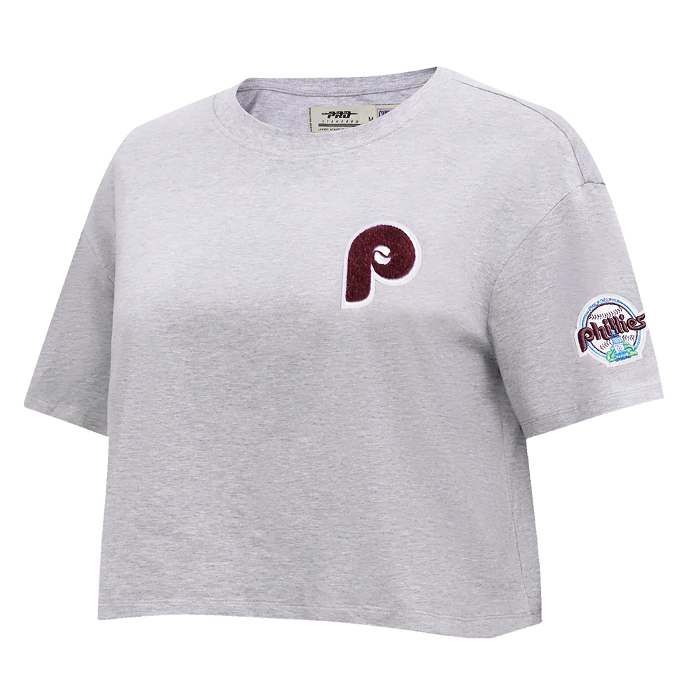 MLB PHILADELPHIA PHILLIES CLASSIC WOMEN'S BOXY TOP (HEATHER GREY) - Image 2