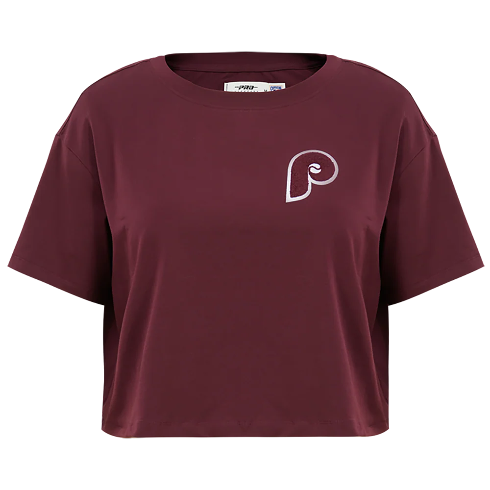 MLB PHILADELPHIA PHILLIES CLASSIC WOMEN'S BOXY TOP (WINE)