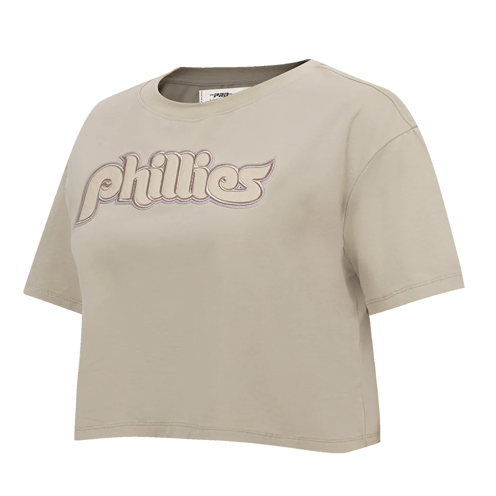 MLB PHILADELPHIA PHILLIES RETRO NEUTRAL WOMEN'S BOXY TOP (TAUPE) - Image 2
