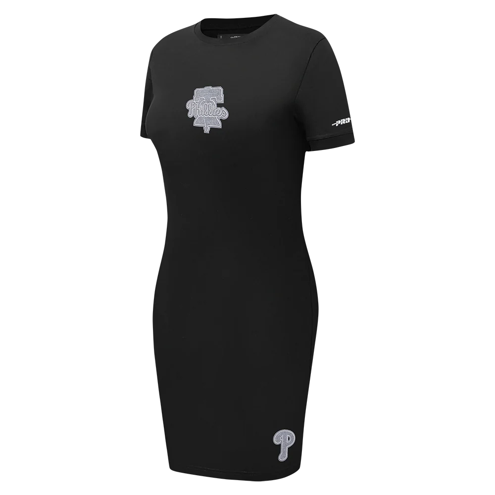 MLB PHILADELPHIA PHILLIES REVERSE FRENCH TERRY WOMEN'S BODYCON DRESS (BLACK) - Image 4