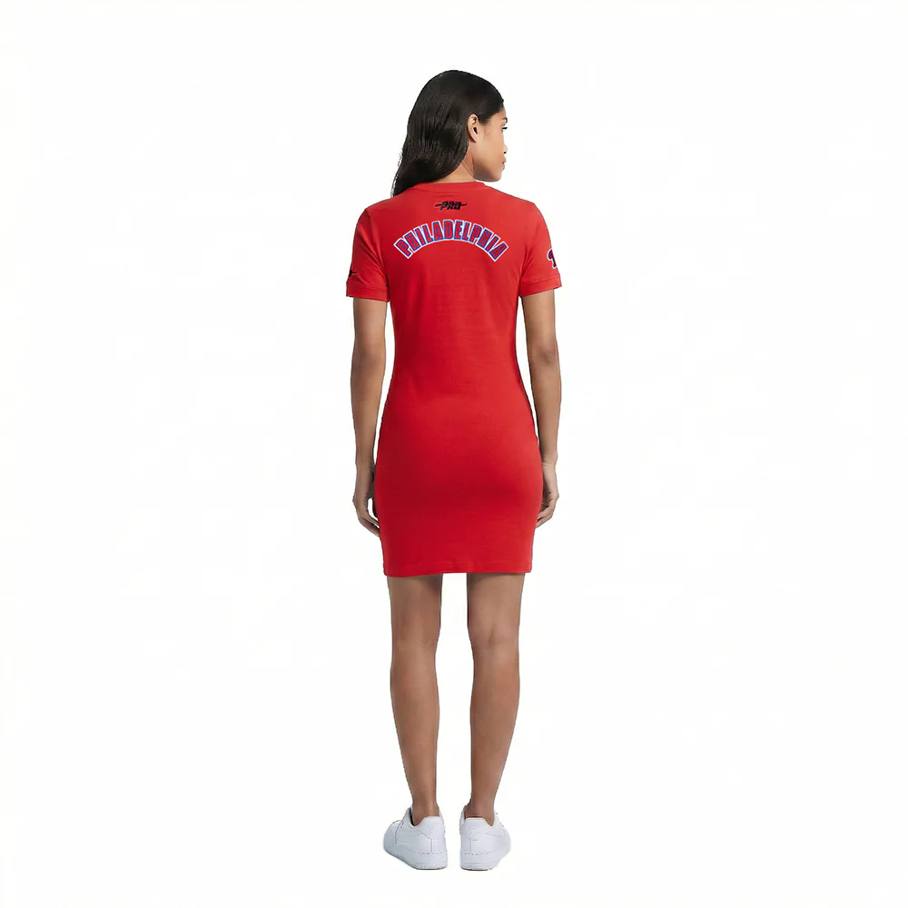 MLB PHILADELPHIA PHILLIES CLASSIC CHENILLE WOMEN'S BODYCON DRESS (RED) - Image 2