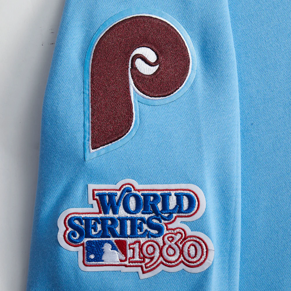 MLB PHILADELPHIA PHILLIES RETRO CLASSIC BIG BOYS RIB FLEECE PULLOVER HOODIE (UNIVERSITY BLUE) - Image 11