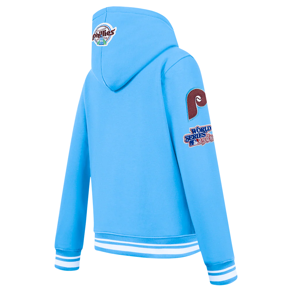 MLB PHILADELPHIA PHILLIES RETRO CLASSIC BIG BOYS RIB FLEECE PULLOVER HOODIE (UNIVERSITY BLUE) - Image 6