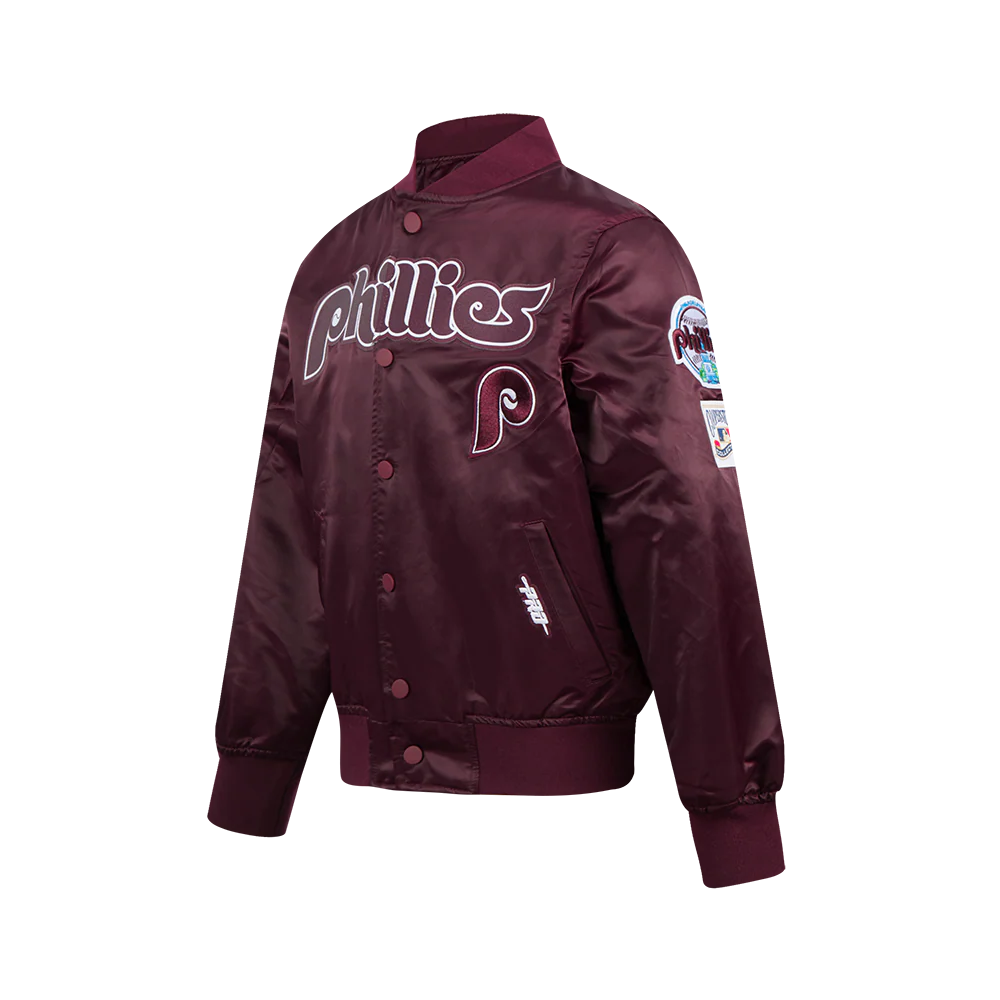MLB PHILADELPHIA PHILLIES CLASSIC BIG BOYS SATIN JACKET (WINE) - Image 2