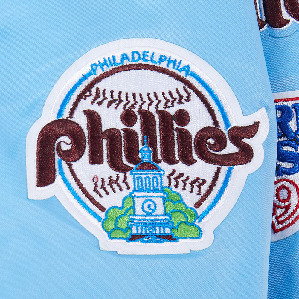 MLB PHILADELPHIA PHILLIES RETRO CLASSIC BIG BOYS RIB SATIN JACKET (UNIVERSITY BLUE) - Image 5