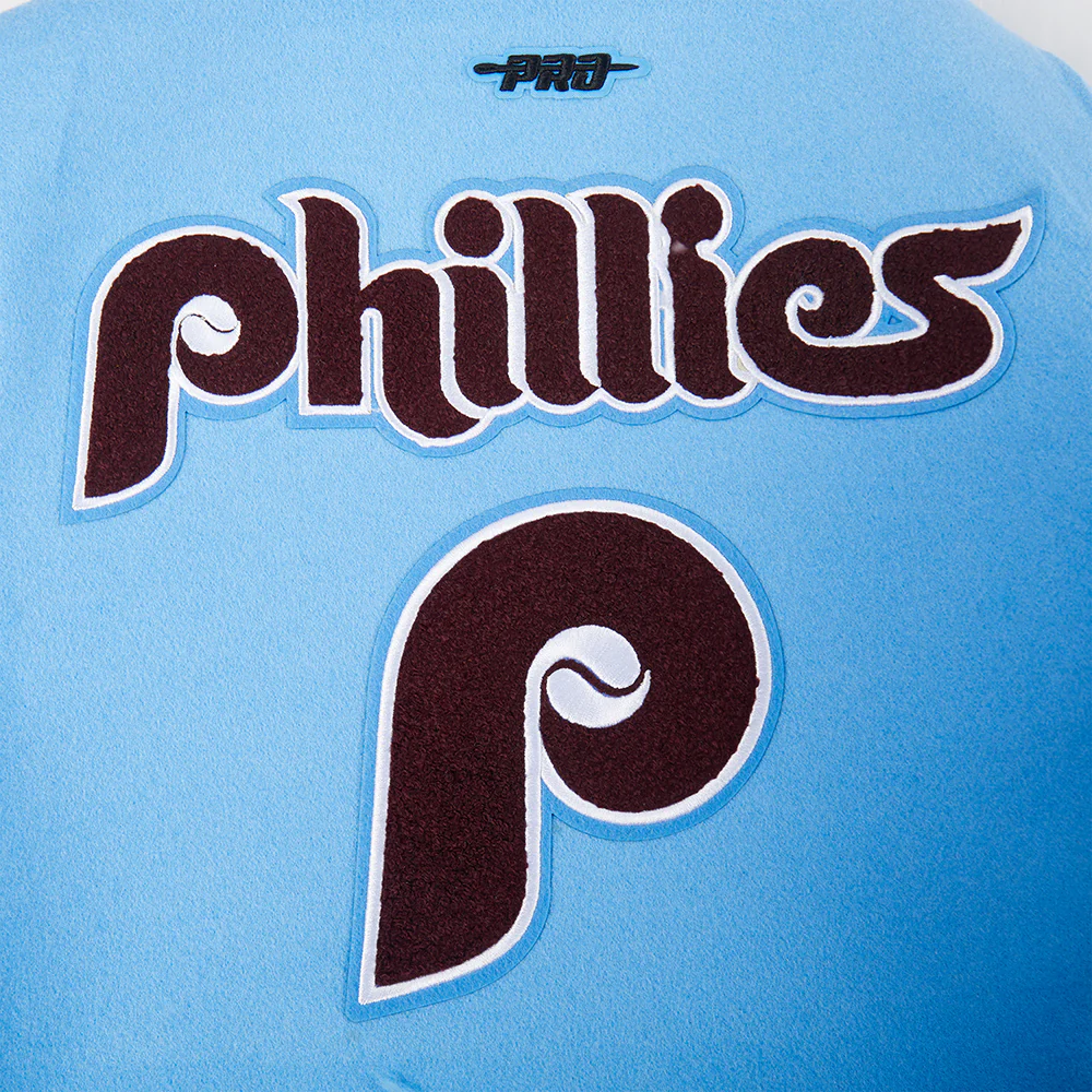 MLB PHILADELPHIA PHILLIES RETRO CLASSIC BIG BOYS RIB WOOL VARSITY JACKET (UNIVERSITY BLUE/WHITE) - Image 5
