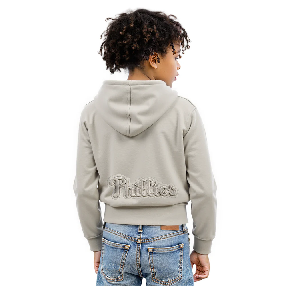 MLB PHILADELPHIA PHILLIES NEUTRAL BIG GIRL'S FLEECE PO HOODIE (TAUPE) - Image 2