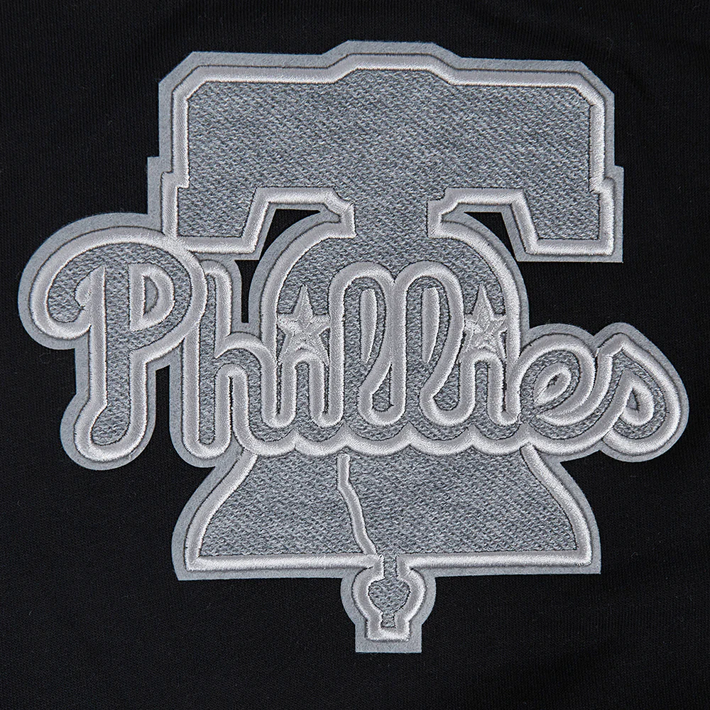 MLB PHILADELPHIA PHILLIES REVERSE FRENCH TERRY WOMEN'S COLOR BLOCK FLEECE FULL ZIP HOODIE (BLACK/GRAY/EGGSHELL) - Image 11