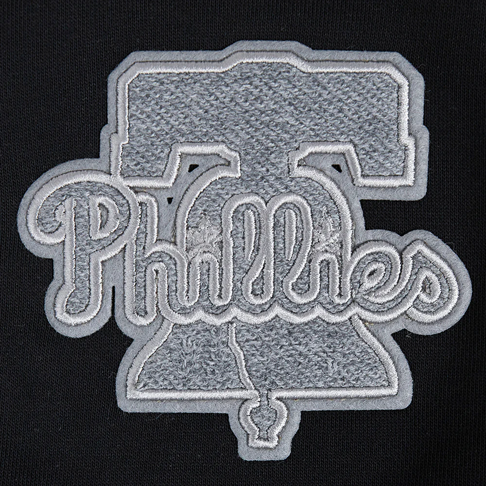 MLB PHILADELPHIA PHILLIES REVERSE FRENCH TERRY WOMEN'S COLOR BLOCK FLEECE FULL ZIP HOODIE (BLACK/GRAY/EGGSHELL) - Image 9