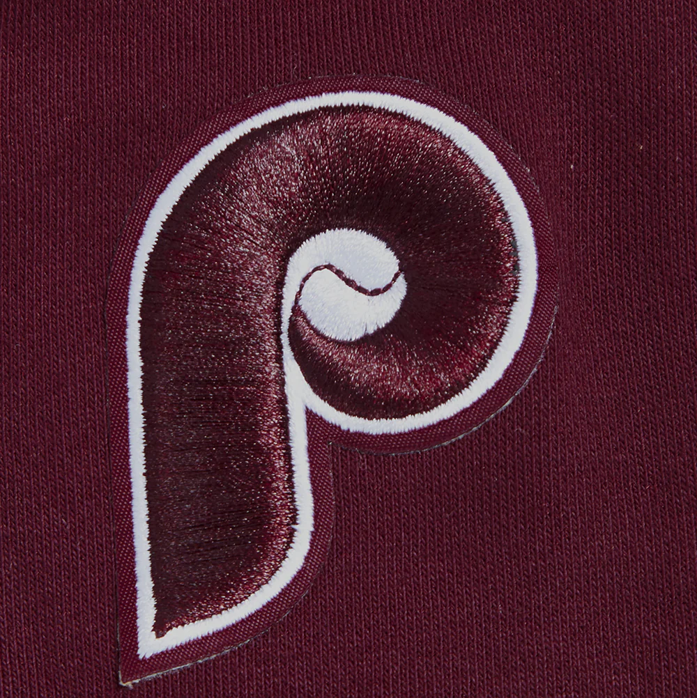 MLB PHILADELPHIA PHILLIES RETRO MASHUP WOMEN'S RIB CROPPED PO HOODI (WINE) - Image 5