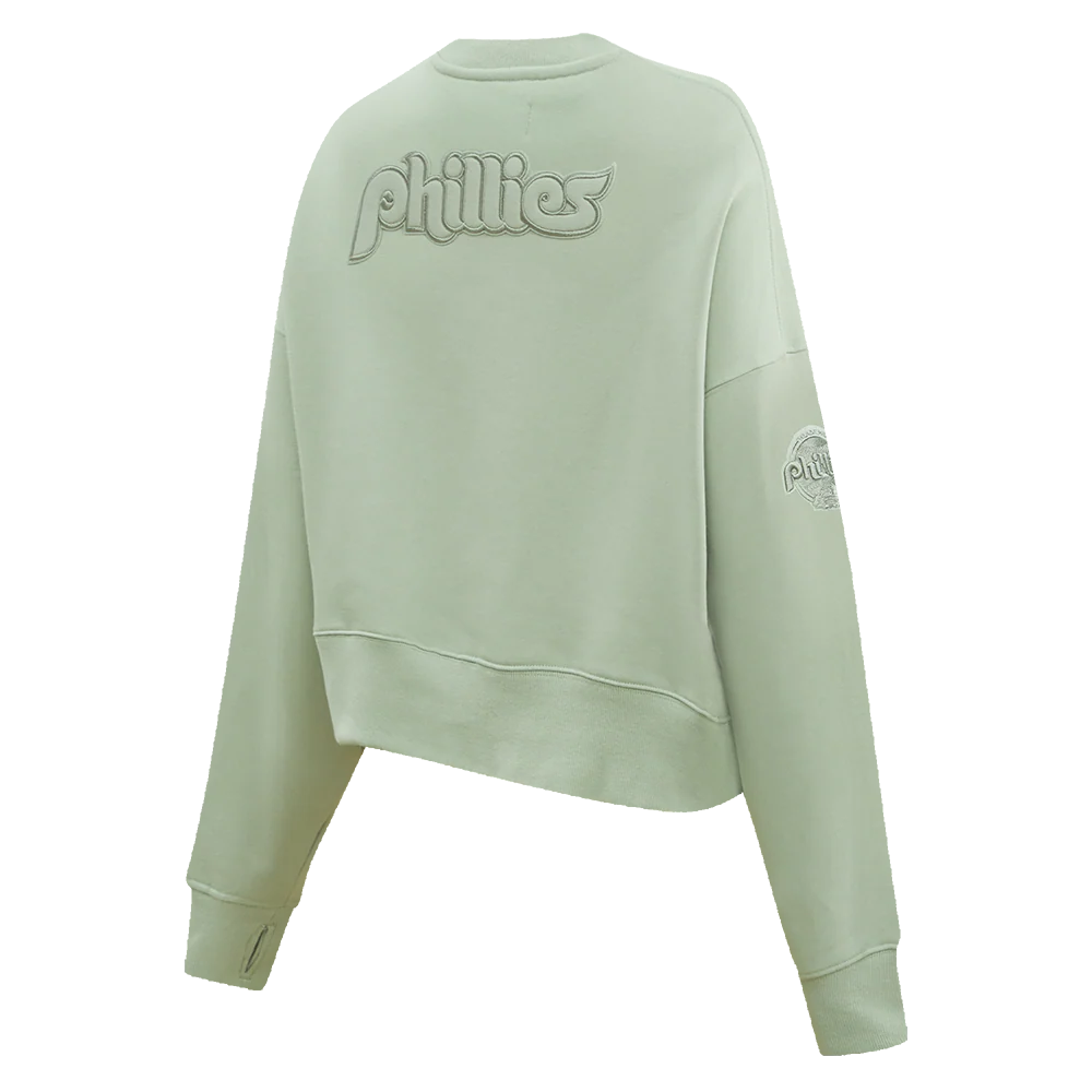 MLB PHILADELPHIA PHILLIES RETRO NEUTRAL WOMEN'S CREWNECK (MOSS) - Image 3