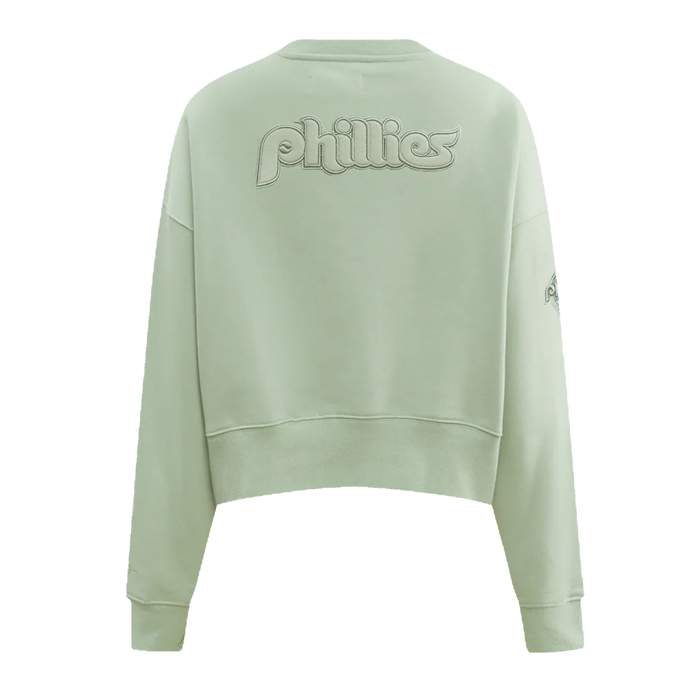 MLB PHILADELPHIA PHILLIES RETRO NEUTRAL WOMEN'S CREWNECK (MOSS) - Image 4