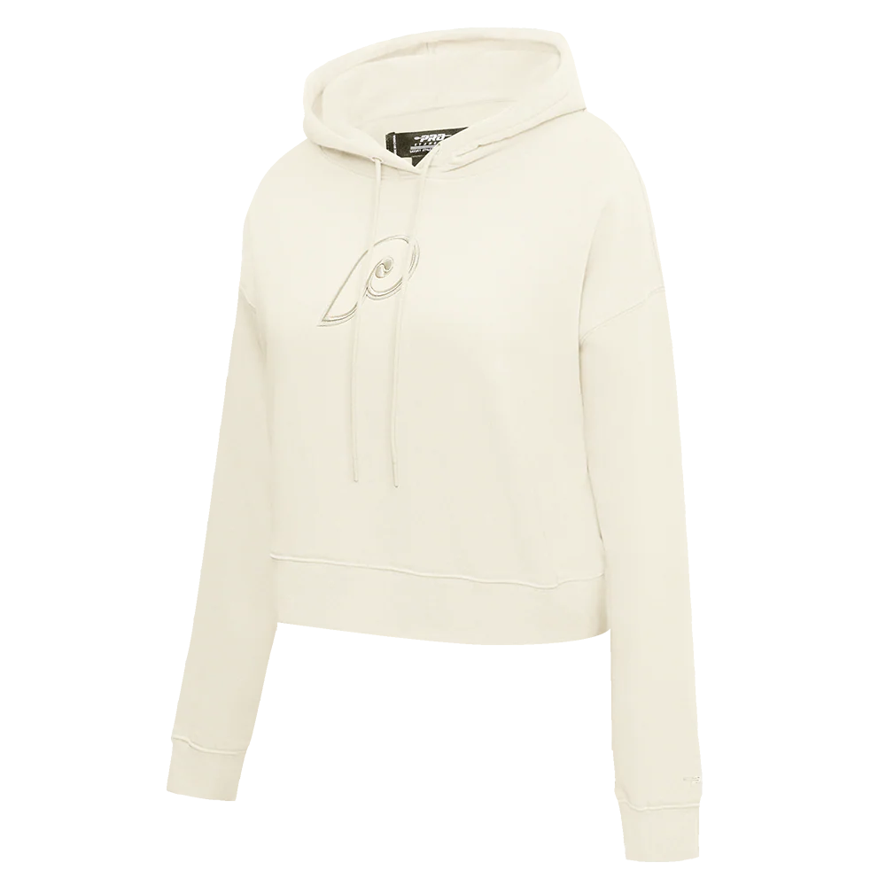 MLB PHILADELPHIA PHILLIES RETRO NEUTRAL WOMEN'S CROPPED PULLOVER HOODIE (EGGSHELL) - Image 2