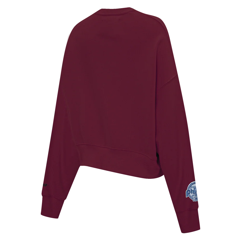MLB PHILADELPHIA PHILLIES VARSITY BLUES WOMEN'S CREWNECK (WINE) - Image 4