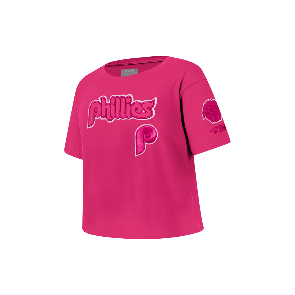 MLB PHILADELPHIA PHILLIES TRIPLE PINK LITTLE GIRLS SHORT SLEEVE BOXY TOP (BEETROOT PURPLE) - Image 2