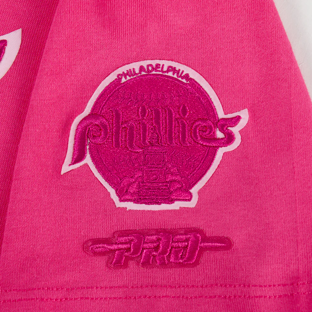 MLB PHILADELPHIA PHILLIES TRIPLE PINK LITTLE GIRLS SHORT SLEEVE BOXY TOP (BEETROOT PURPLE) - Image 5