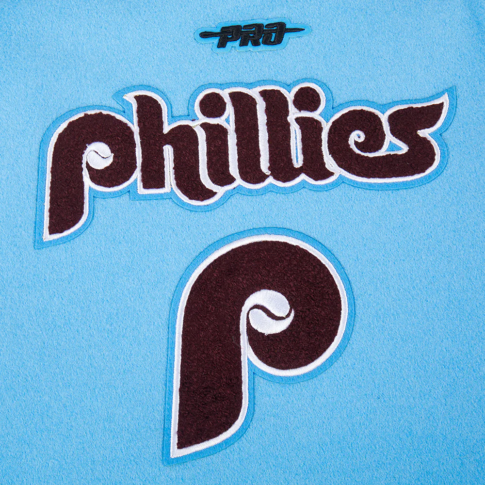 MLB PHILADELPHIA PHILLIES RETRO CLASSIC TODDLER BOYS RIB WOOL VARSITY JACK (UNIVERSITY BLUE/WHITE) - Image 10