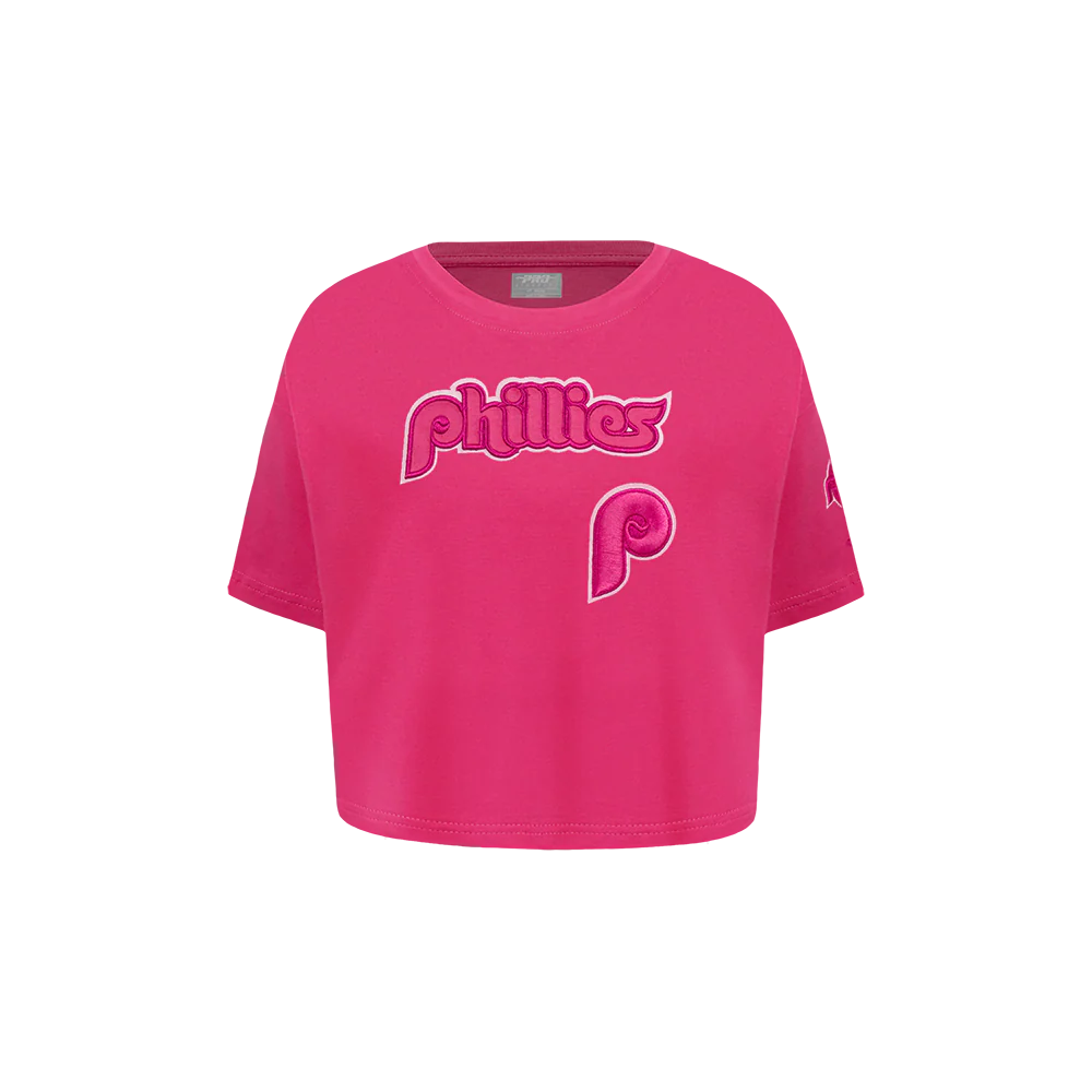 MLB PHILADELPHIA PHILLIES TRIPLE PINK TODDLER GIRLS SHORT SLEEVE BOXY TOP (BEETROOT PURPLE)