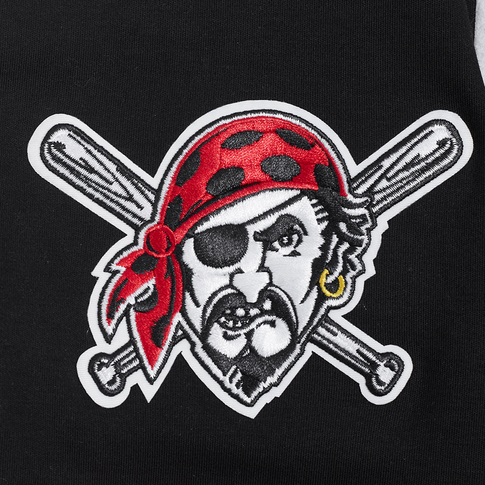 MLB PITTSBURGH PIRATES CLASSIC CHENILLE MEN'S DOUBLE KNIT SHORT SLEEVE PULLOVER HOODIE (BLACK/YELLOW) - Image 7