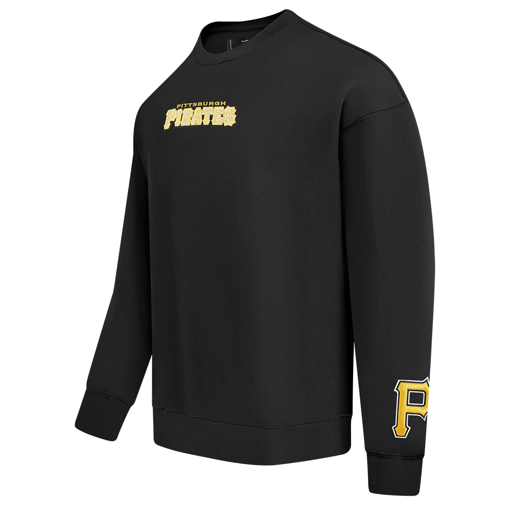 MLB PITTSBURGH PIRATES WINGSPAN MEN'S DROP SHOULDER FLEECE CREWNECK (BLACK) - Image 3