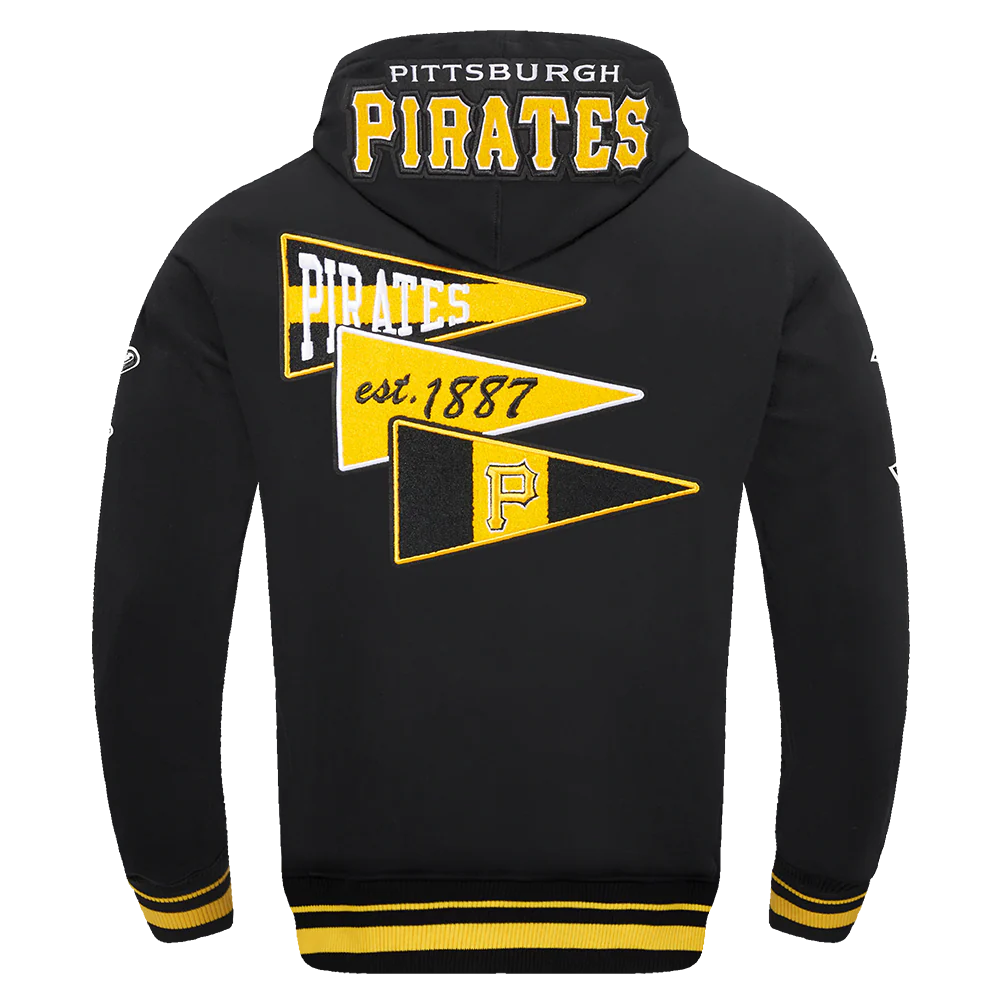 MLB PITTSBURGH PIRATES TEAM PENNANTS MEN'S RIB FLEECE PULLOVER HOODIE (BLACK/YELLOW) - Image 3