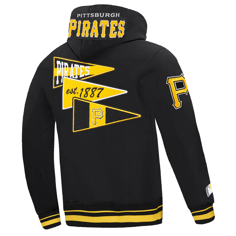 MLB PITTSBURGH PIRATES TEAM PENNANTS MEN'S RIB FLEECE PULLOVER HOODIE (BLACK/YELLOW) - Image 4