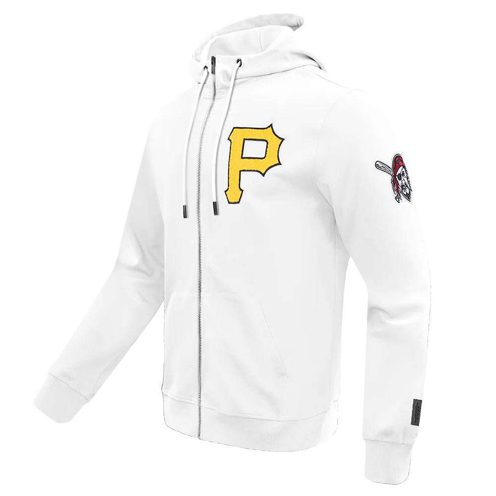 MLB PITTSBURGH PIRATES CLASSIC CHENILLE MEN'S FULL ZIP PULLOVER HOODIE (WHITE) - Image 2