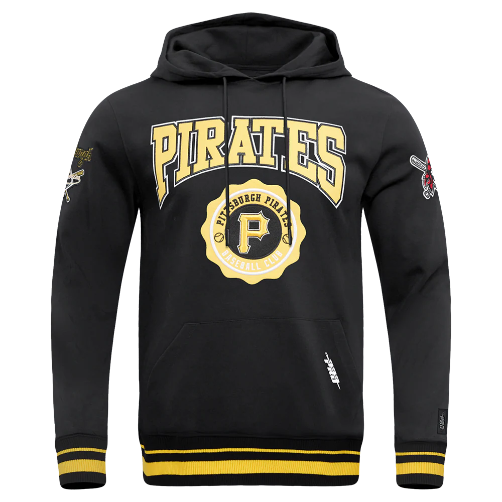 MLB PITTSBURGH PIRATES CREST EMBLEM MEN'S RIB PO HOODIE (BLACK/YELLOW)