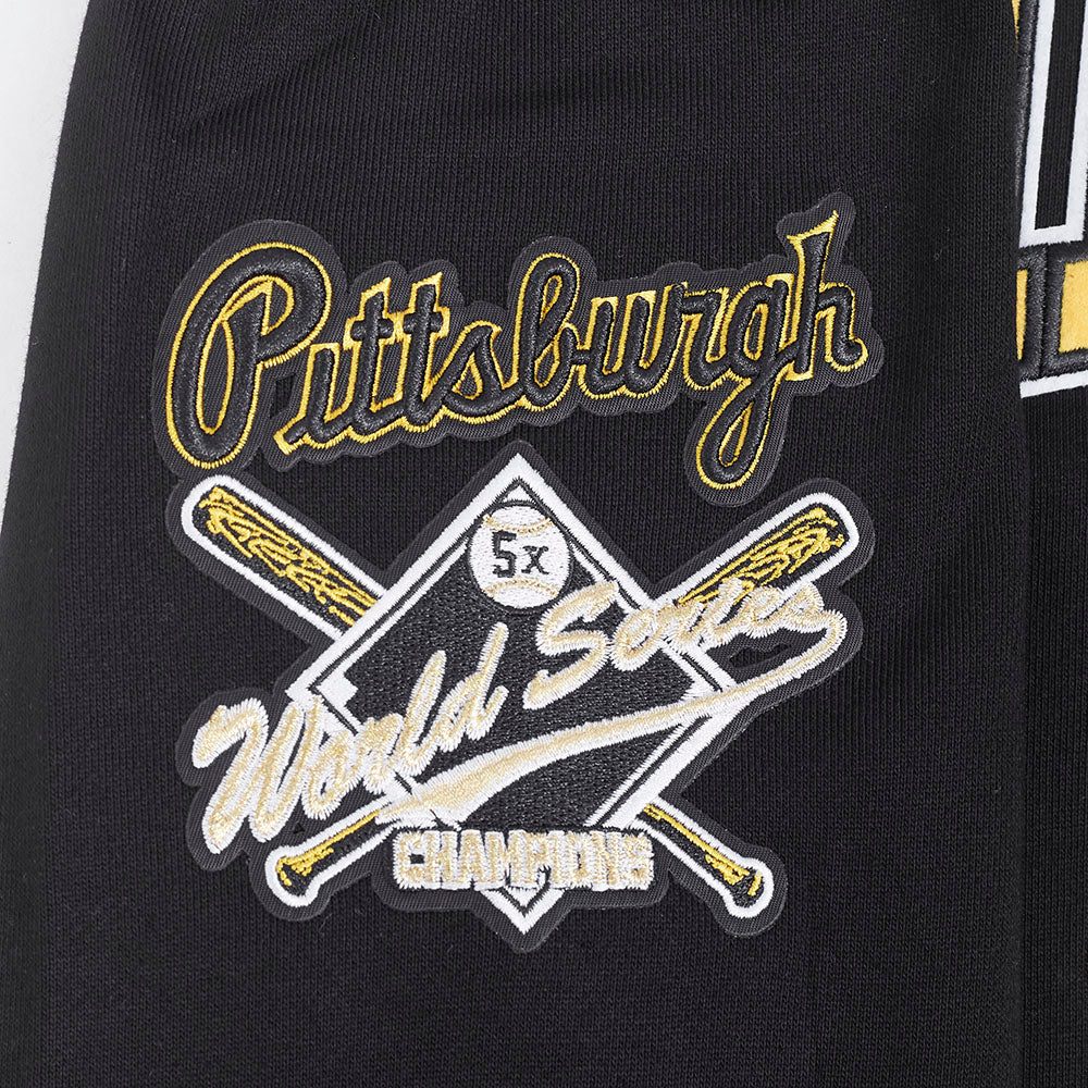 MLB PITTSBURGH PIRATES CREST EMBLEM MEN'S RIB PO HOODIE (BLACK/YELLOW) - Image 6