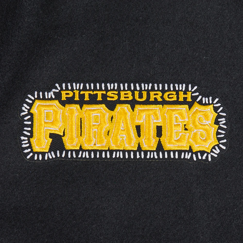 MLB PITTSBURGH PIRATES DIY PICK STITCH MEN'S RIB WOOL VARSITY JACKET (BLACK/YELLOW) - Image 6