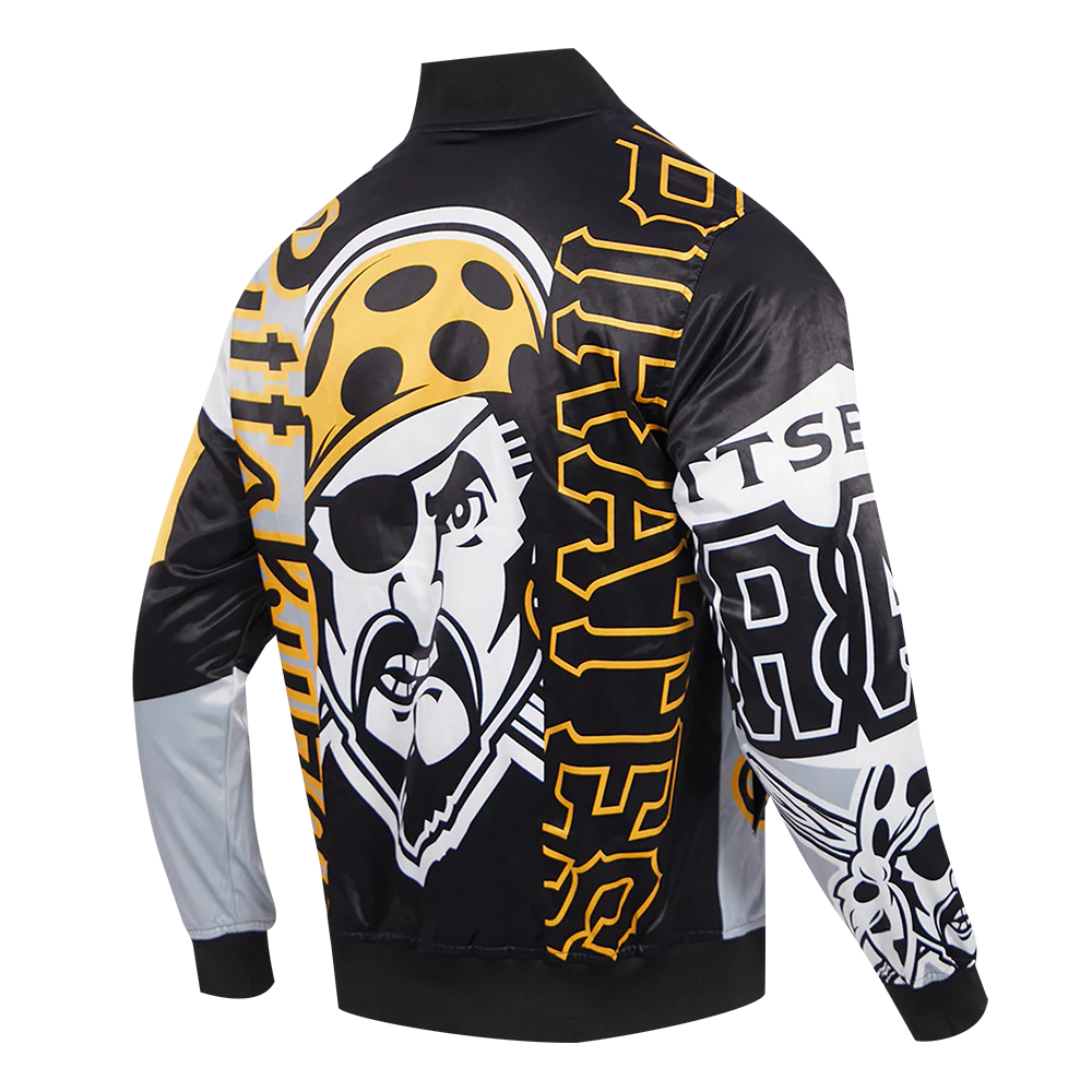 MLB PITTSBURGH PIRATES MASHUP MEN'S SATIN JACKET (BLACK) - Image 3