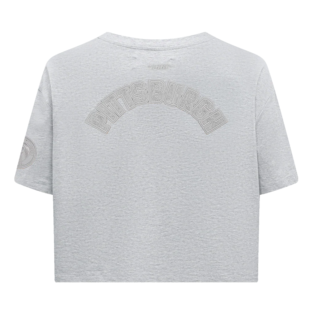 MLB PITTSBURGH PIRATES TRIPLE TONAL SINGLE JERSEY BOXY WOMEN'S TEE (HEATHER GREY) - Image 3