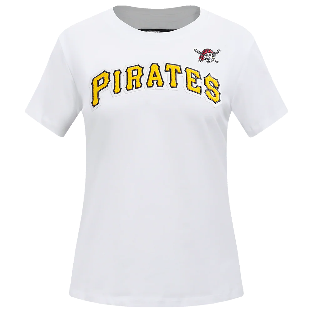 MLB PITTSBURG PIRATES CLASSIC SHORT SLEEVE WOMEN'S SINGLE JERSEY SLIM FIT TOP (WHITE)