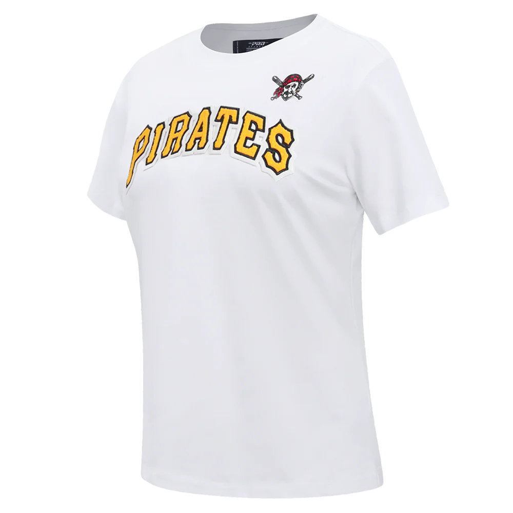 MLB PITTSBURG PIRATES CLASSIC SHORT SLEEVE WOMEN'S SINGLE JERSEY SLIM FIT TOP (WHITE) - Image 2