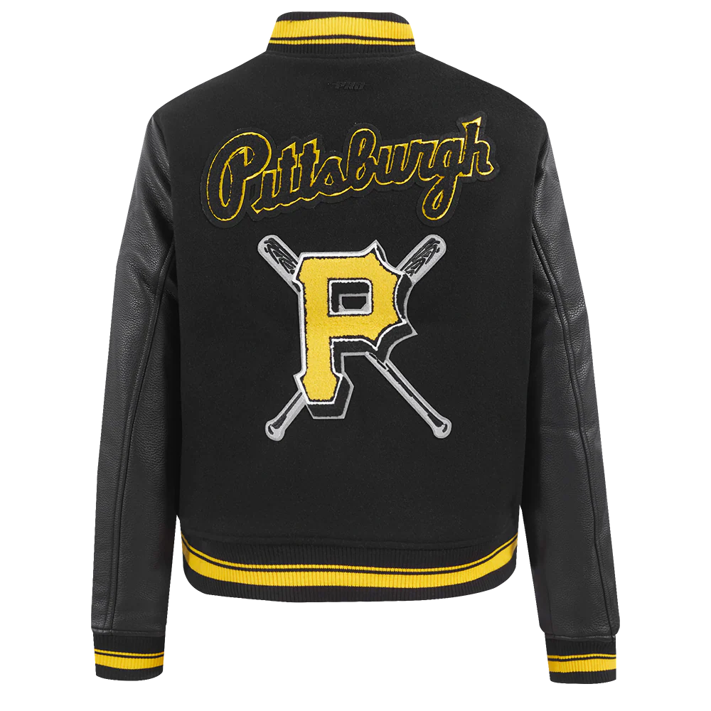 MLB PITTSBURGH PIRATES MASHUP WOMEN'S RIB WOOL VARSITY JACKET (BLACK/YELLOW) - Image 3