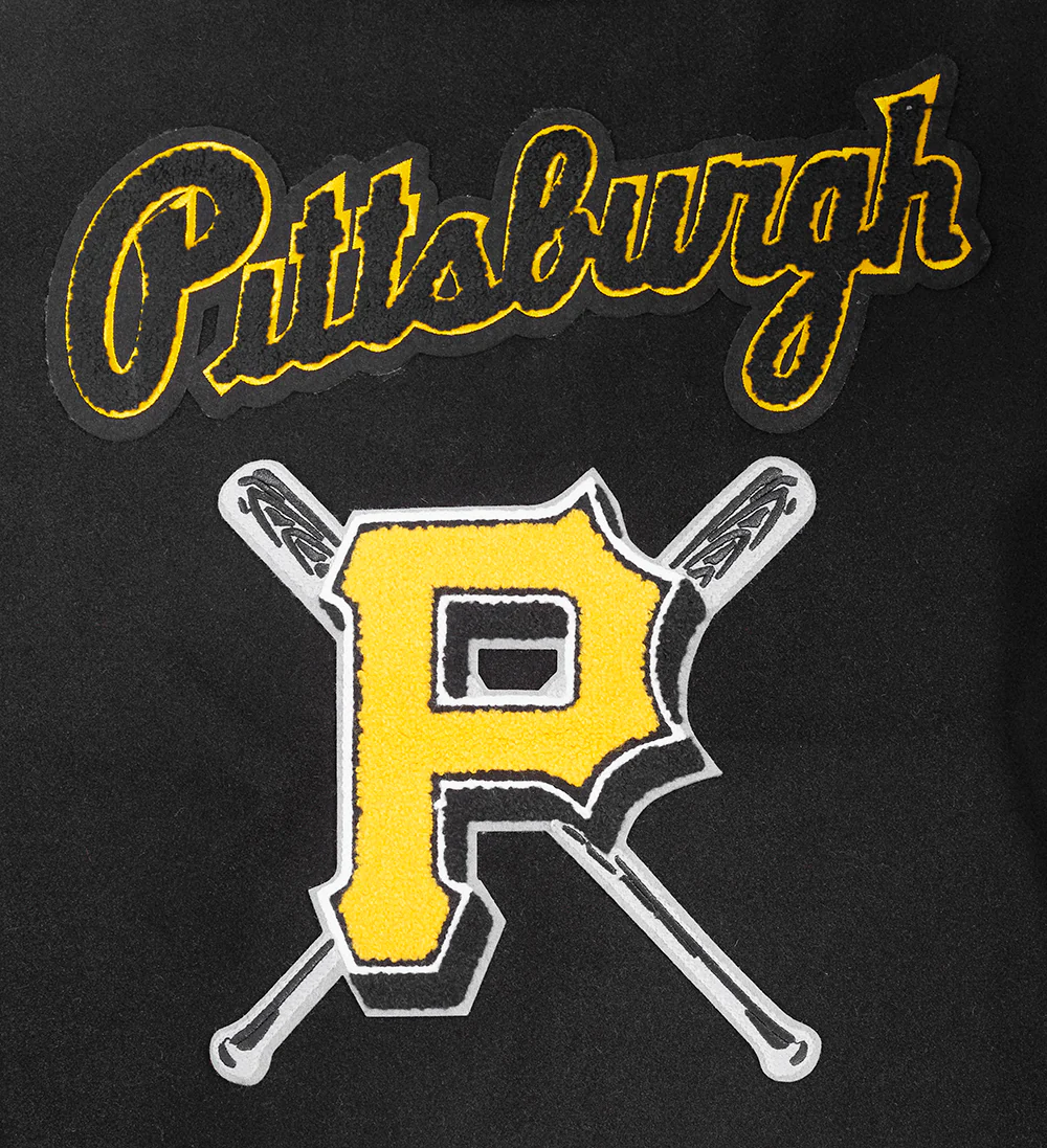 MLB PITTSBURGH PIRATES MASHUP WOMEN'S RIB WOOL VARSITY JACKET (BLACK/YELLOW) - Image 9