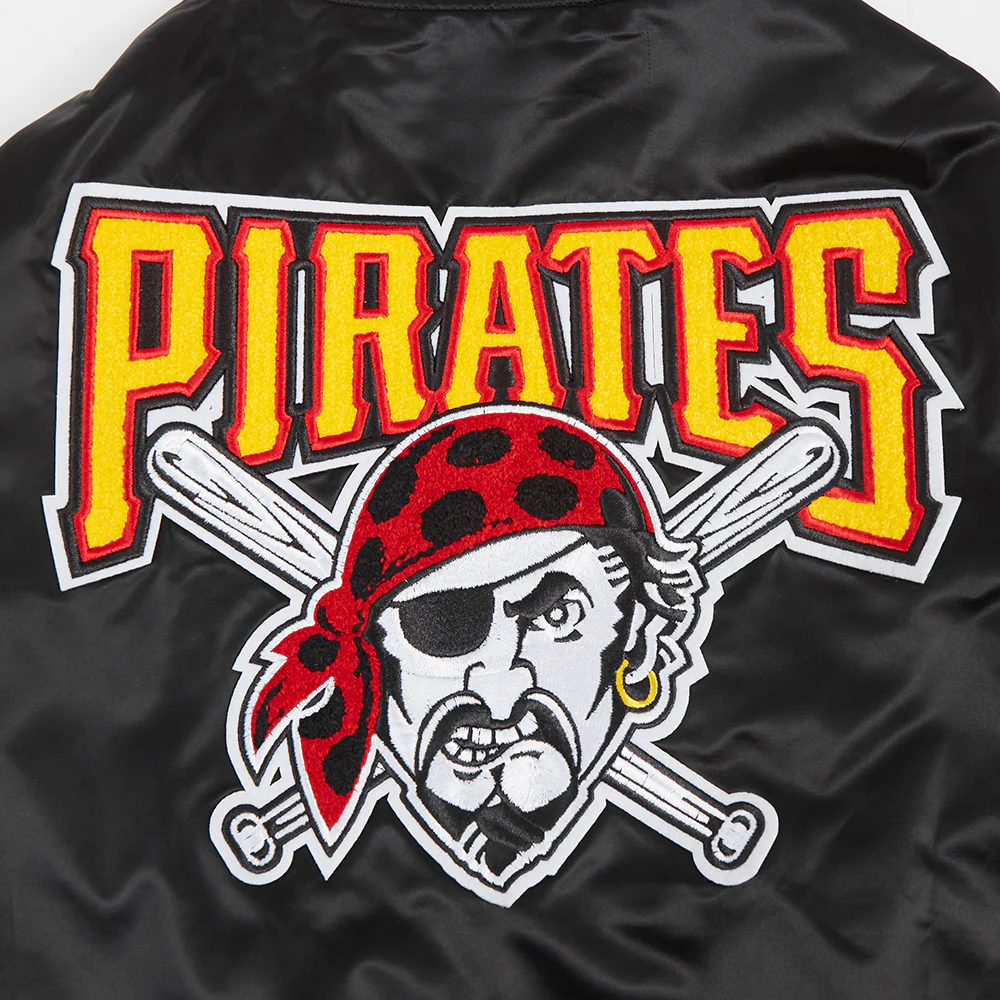 MLB PITTSBURGH PIRATES RETRO CLASSIC WOMEN'S RIB SATIN JACKET (BLACK/YELLOW) - Image 6