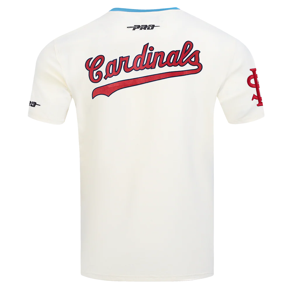 MLB ST. LOUIS CARDINALS RETRO CASCADE MEN'S RINGER TOP (EGGSHELL/ UNIVERSITY BLUE) - Image 3