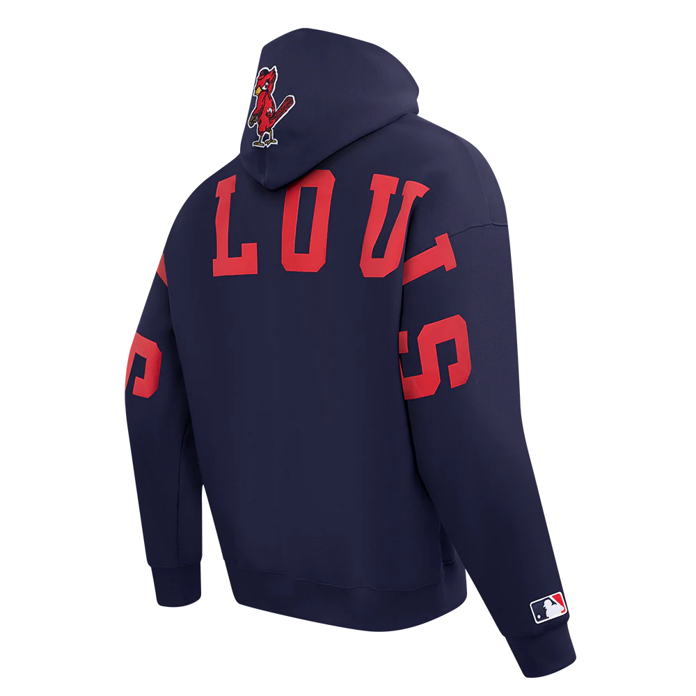 MLB ST. LOUIS CARDINALS WINGSPAN MEN'S DROP SHOULDER FLEECE PULLOVER HOODIE (MIDNIGHT NAVY) - Image 4