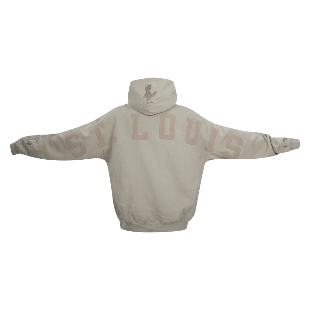 MLB ST. LOUIS CARDINALS WINGSPAN MEN'S DROP SHOULDER FLEECE PULLOVER HOODIE (TAUPE) - Image 5