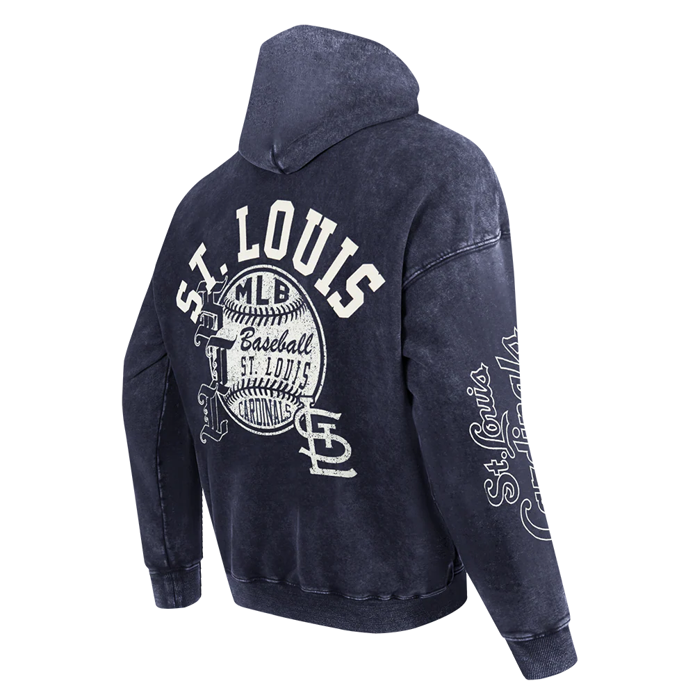 MLB ST. LOUIS CARDINALS STREET TEAM MEN'S ENZYME WASH DS FT PO HOODIE (WASHED MIDNIGHT NAVY) - Image 4