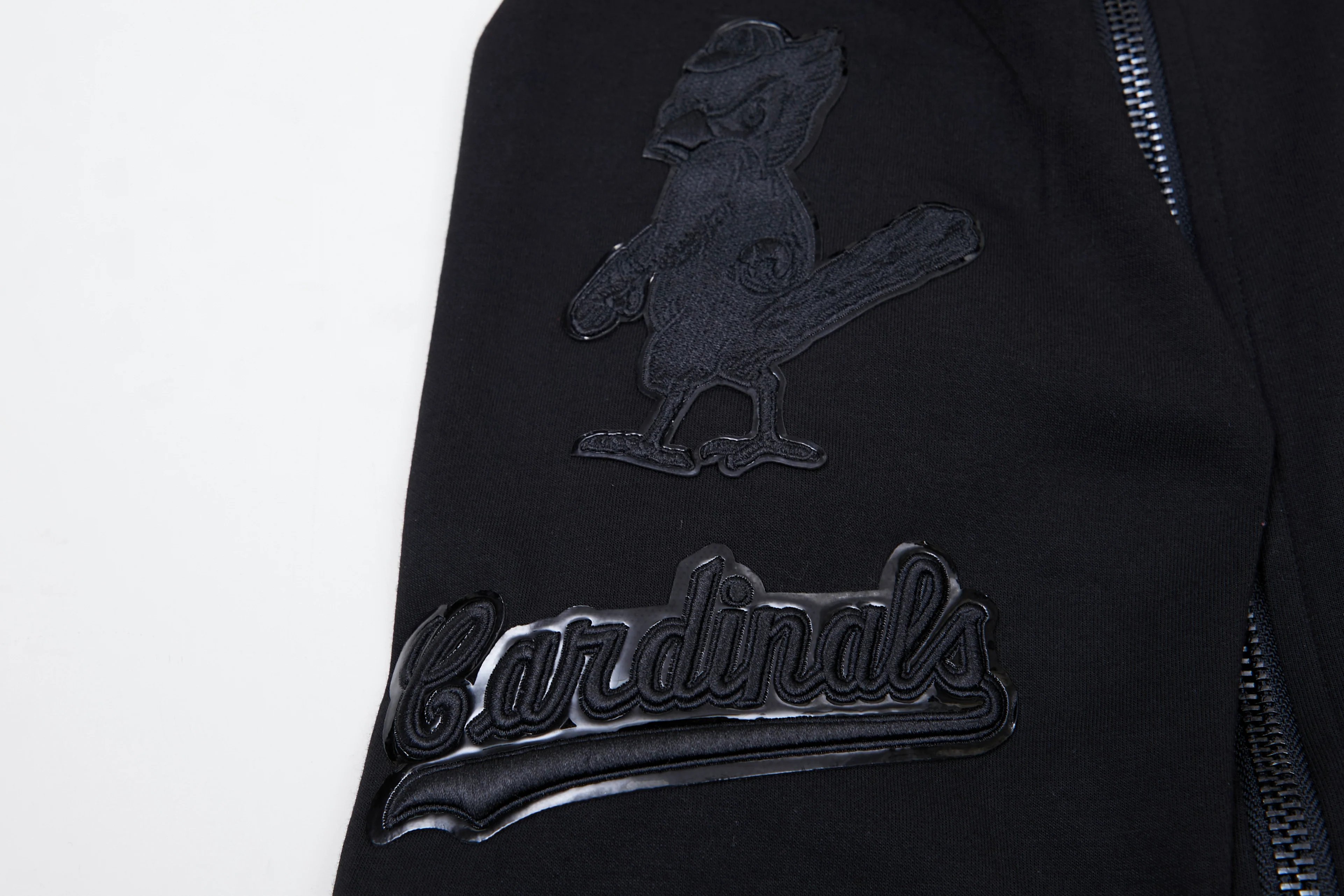 MLB ST. LOUIS CARDINALS TRIPLE BLACK MEN'S FULL ZIP PULLOVER HOODIE (TRIPLE BLACK) - Image 6