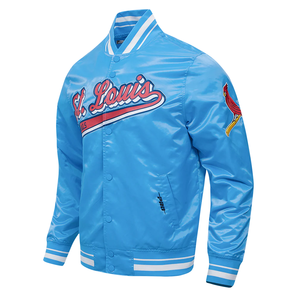 MLB ST. LOUIS CARDINALS SCRIPT TAIL MEN'S SATIN JACKET (UNIVERSITY BLUE) - Image 2