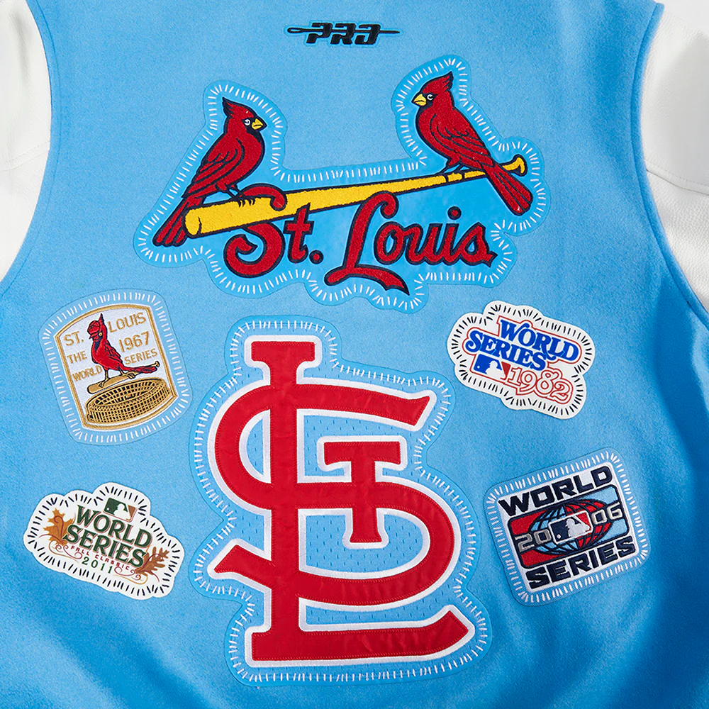 MLB ST. LOUIS CARDINALS DIY PICK STITCH MEN'S RIB WOOL VARSITY JACKET (UNIVERSITY BLUE/WHITE) - Image 7