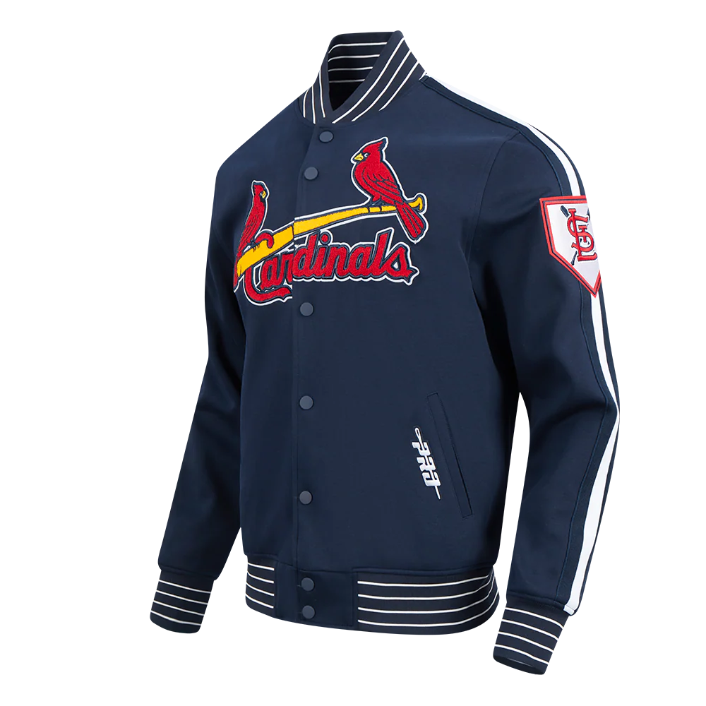 MLB ST. LOUIS CARDINALS CURRENT LOGO PRO GAME DAY MEN'S DOUBLE KNIT JACKET (MIDNIGHT NAVY/WHITE) - Image 2