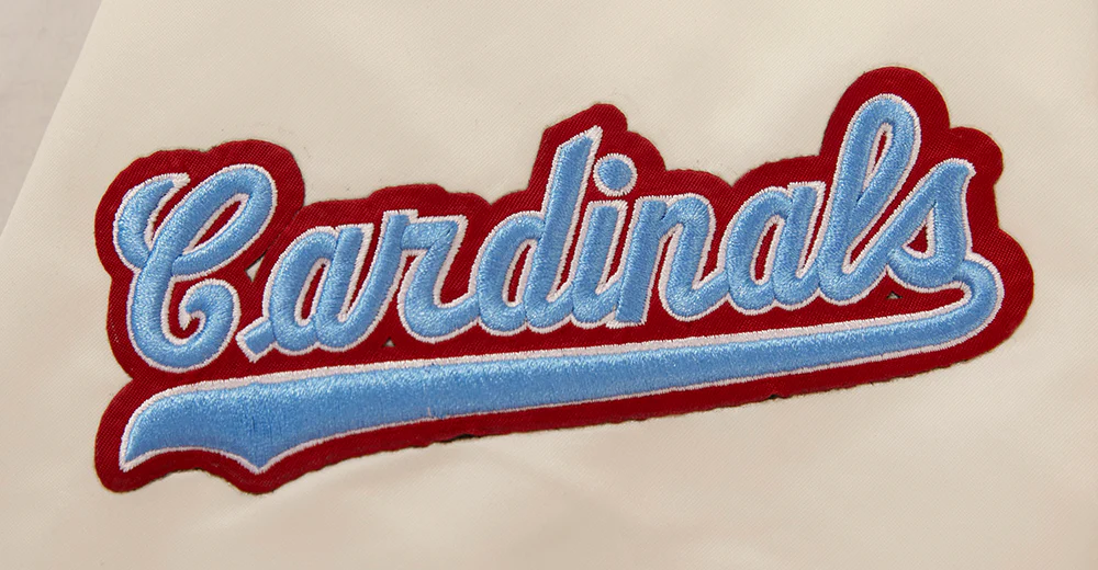MLB ST. LOUIS CARDINALS RETRO CLASSIC MEN'S RIB SATIN JACKET (EGGSHELL/UNIVERSAL BLUE) - Image 8