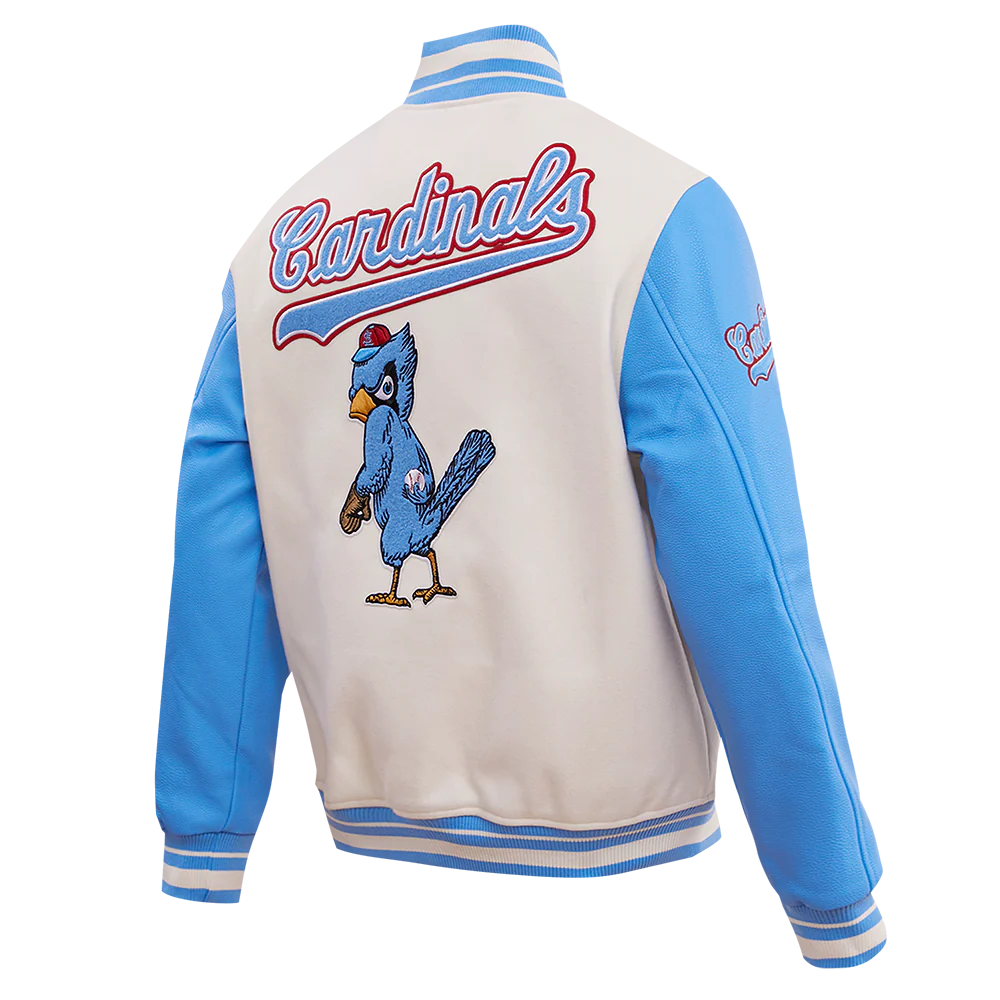 MLB ST. LOUIS CARDINALS RETRO CLASSIC MEN'S RIB WOOL VARSITY JACKET (EGGSHELL/UNIVERSAL BLUE) - Image 4