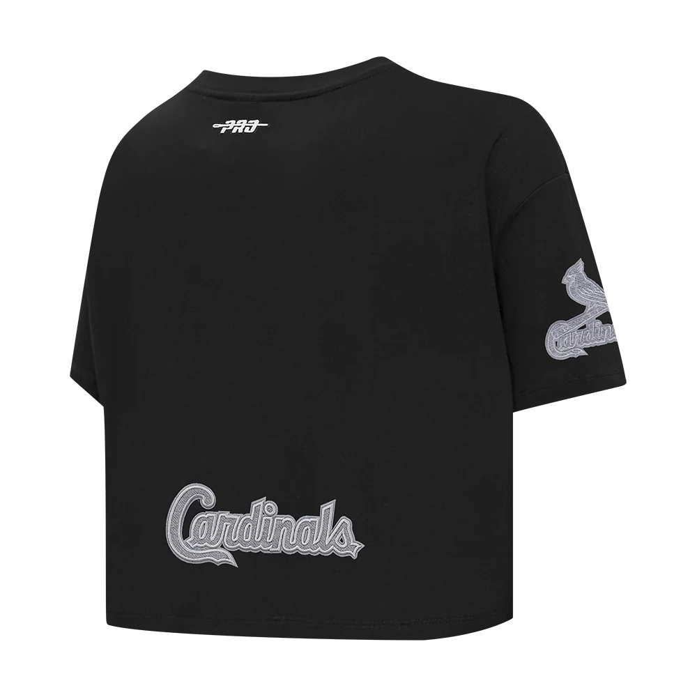 MLB ST. LOUIS CARDINALS REVERSE FRENCH TERRY WOMEN'S SINGLE JERSEY BOXY TOP (BLACK) - Image 8