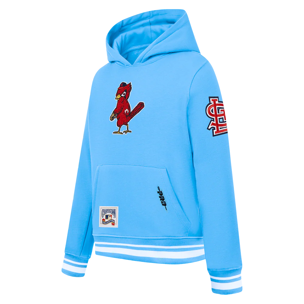 MLB ST. LOUIS CARDINALS RETRO CLASSIC BIG BOYS RIB FLEECE PULLOVER HOODIE (UNIVERSITY BLUE) - Image 2