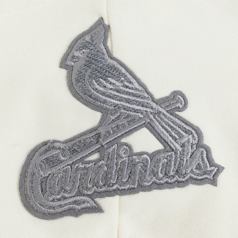 MLB ST. LOUIS CARDINALS REVERSE FRENCH TERRY WOMEN'S COLOR BLOCK FLEECE FULL ZIP HOODIE (BLACK/GRAY/EGGSHELL) - Image 12